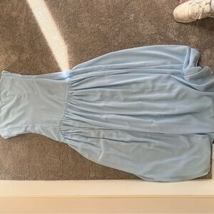 Peppermayo Pale Blue Strapless Midi Dress